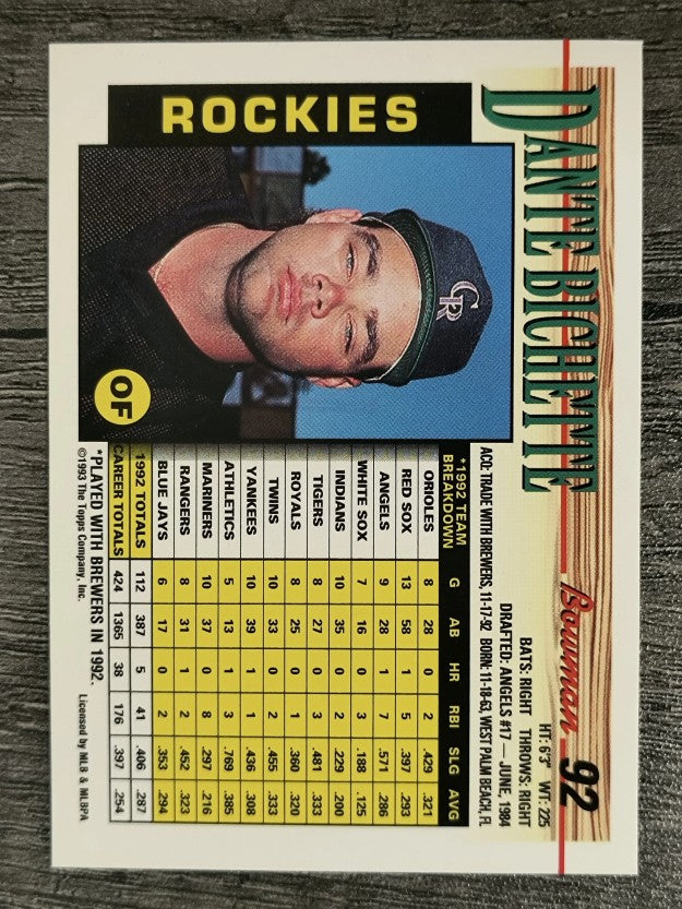 1993 Bowman #92 Dante Bichette