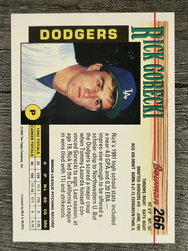 1993 Bowman #266 Rick Gorecki RC