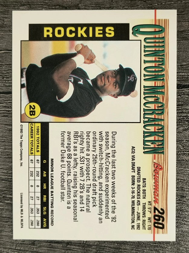 1993 Bowman #260 Quinton McCracken RC