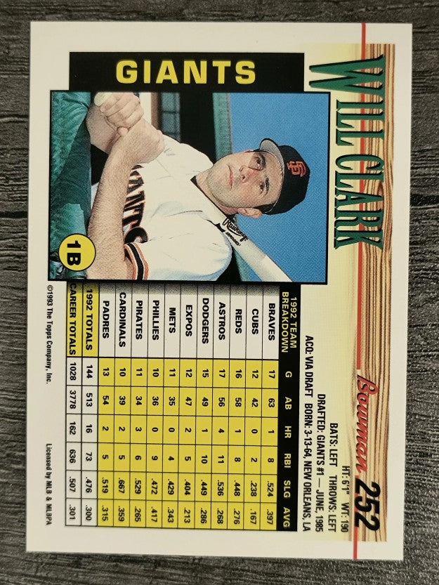 1993 Bowman #252 Will Clark