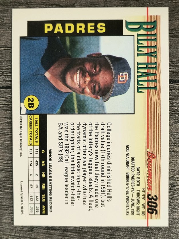 1993 Bowman #306 Billy Hall RC