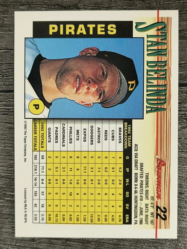 1993 Bowman #22 Stan Belinda