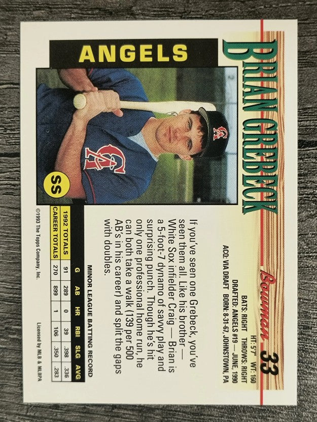 1993 Bowman #33 Brian Grebeck