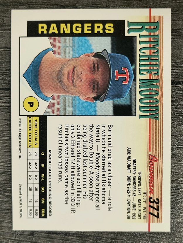1993 Bowman #377 Ritchie Moody RC