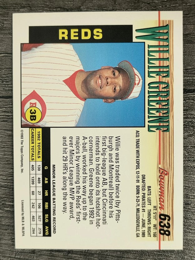 1993 Bowman #638 Willie Greene