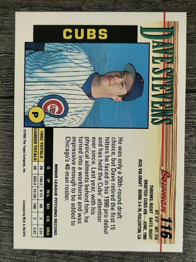 1993 Bowman #116 Dave Stevens RC