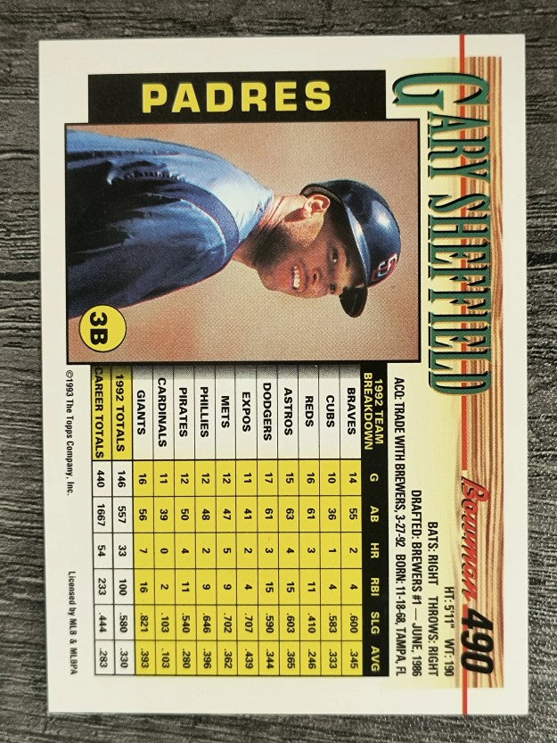 1993 Bowman #490 Gary Sheffield