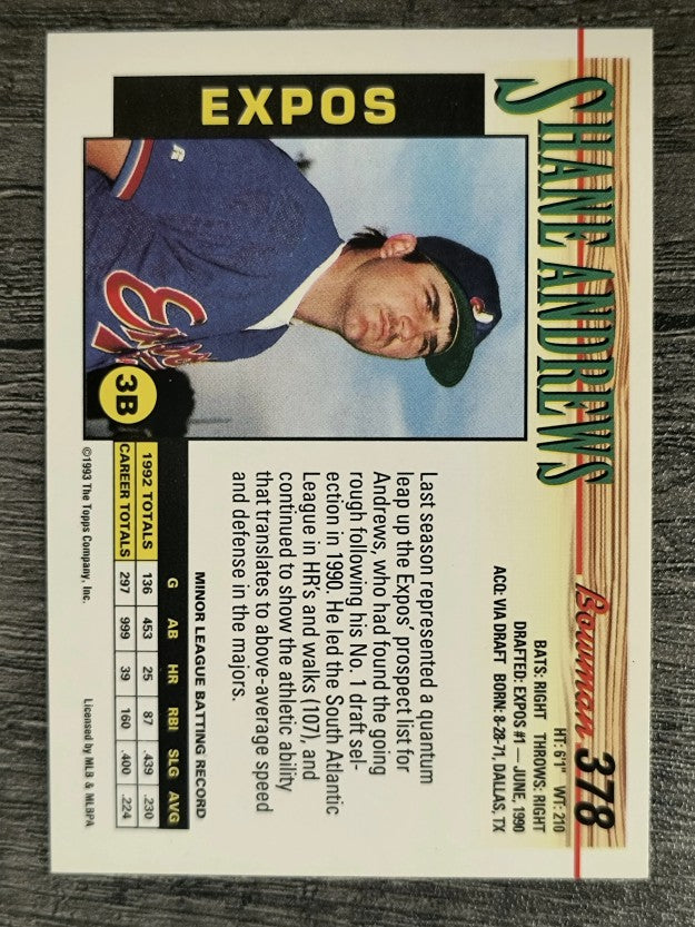 1993 Bowman #378 Shane Andrews