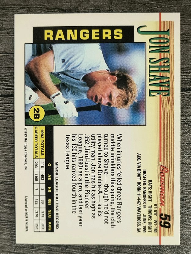1993 Bowman #59 Jon Shave RC
