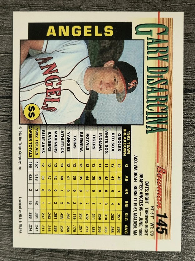 1993 Bowman #145 Gary DiSarcina