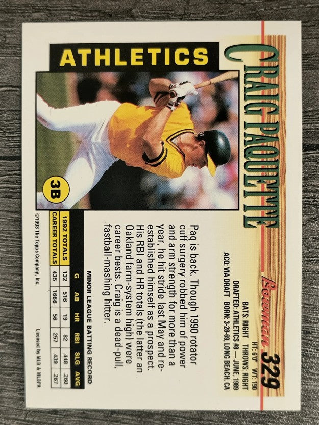 1993 Bowman #329 Craig Paquette