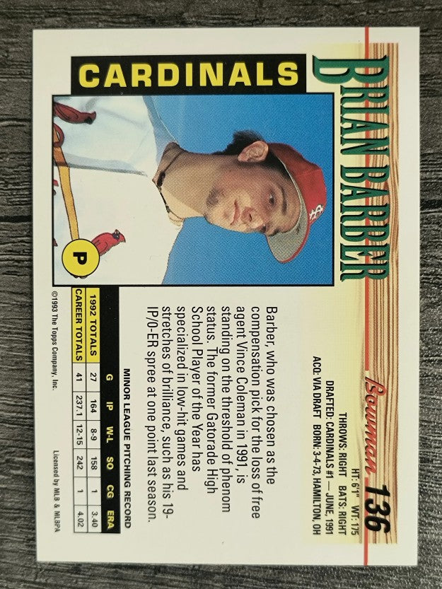 1993 Bowman #136 Brian Barber