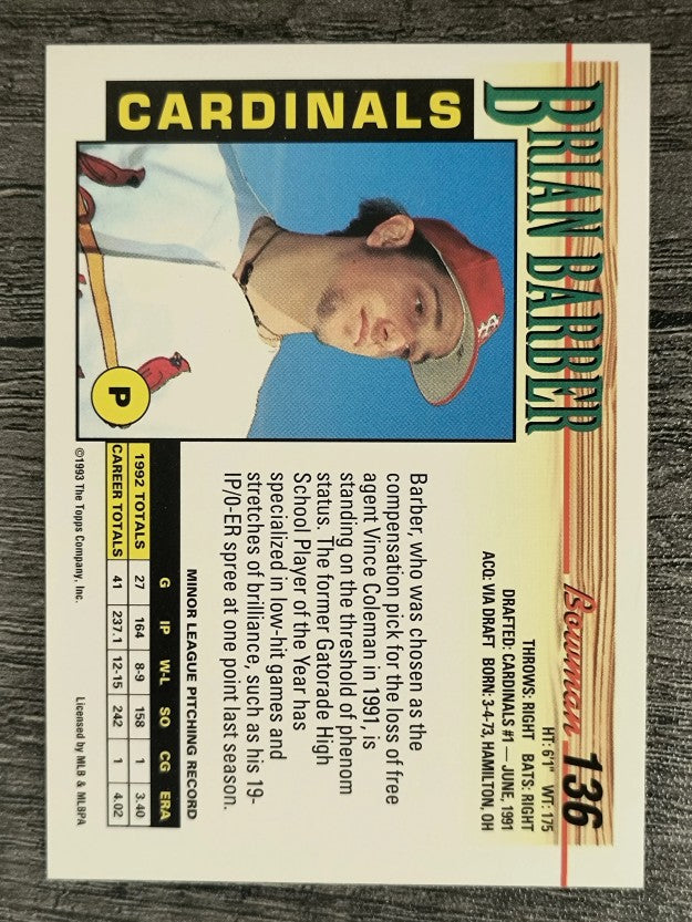 1993 Bowman #136 Brian Barber