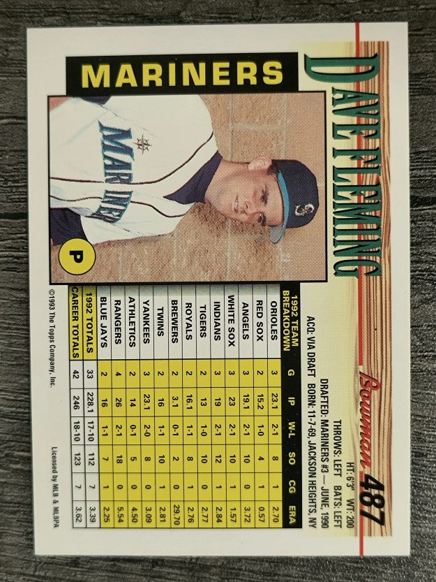 1993 Bowman #487 Dave Fleming
