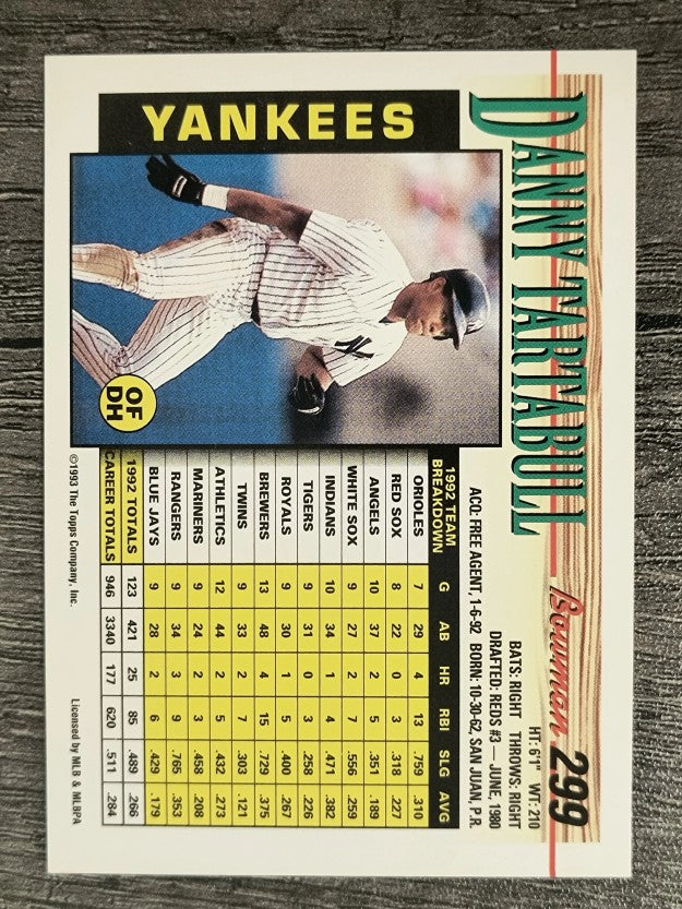 1993 Bowman #299 Danny Tartabull