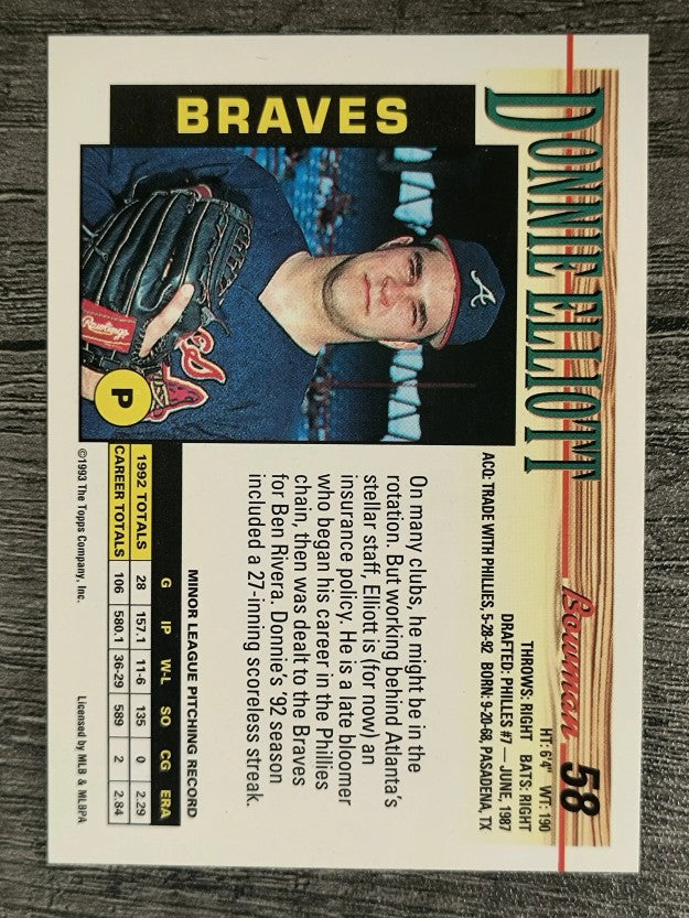 1993 Bowman #58 Donnie Elliott RC