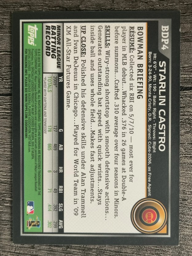 2010 Bowman Draft Gold #BDP4 Starlin Castro (NM)