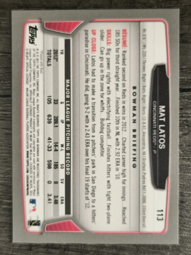 2013 Bowman Gold #113 Mat Latos