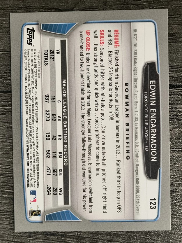 2013 Bowman Gold #123 Edwin Encarnacion