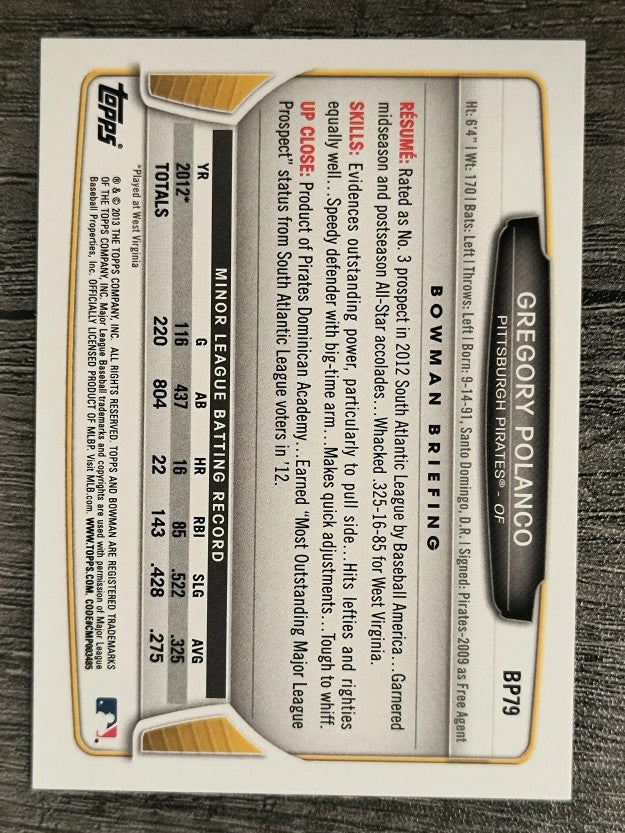 2013 Bowman Prospects Purple #BP79 Gregory Polanco