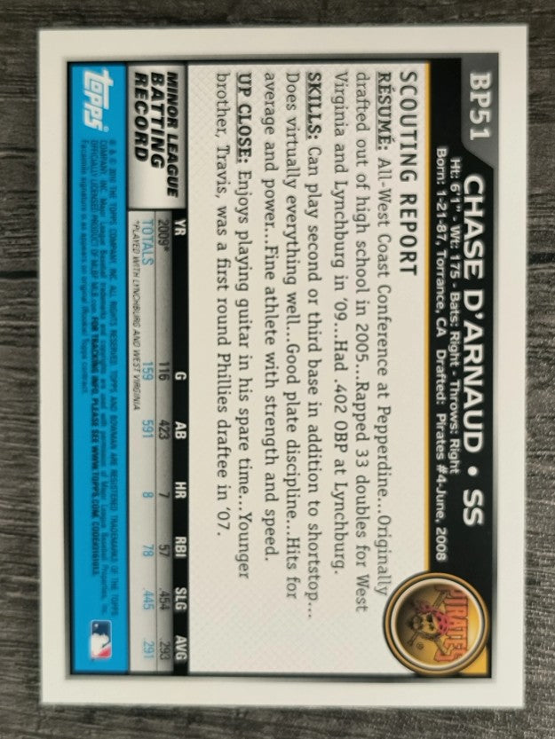 2010 Bowman Prospects #BP51 Chase D'Arnaud