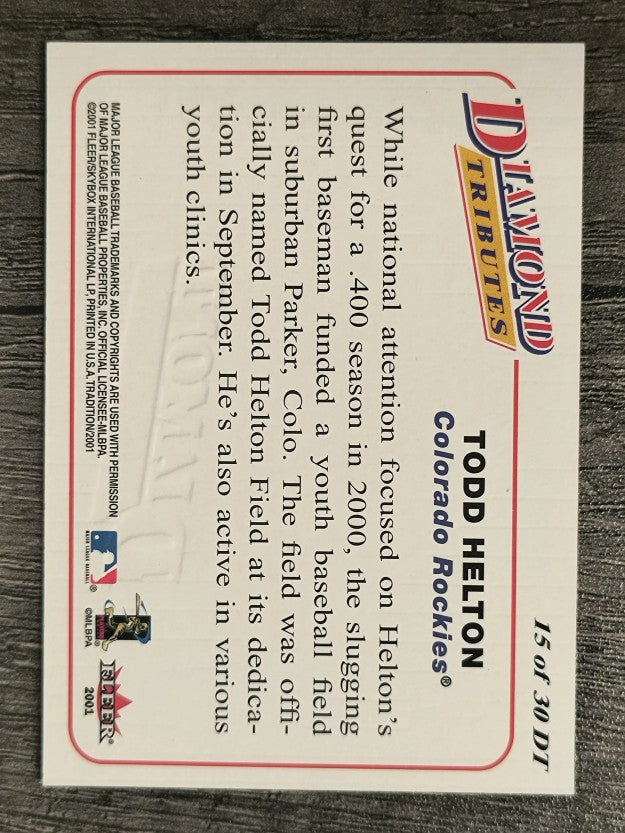 2001 Fleer Tradition Diamond Tributes #DT15 Todd Helton
