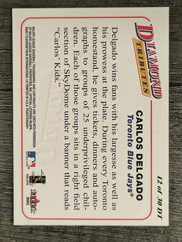 2001 Fleer Tradition Diamond Tributes #DT12 Carlos Delgado