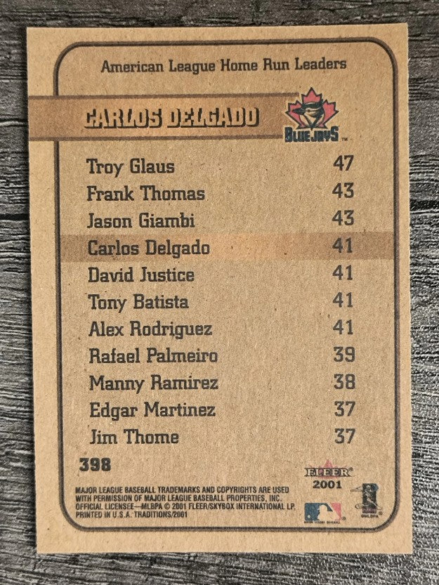 2001 Fleer Tradition #398 Carlos Delgado LL