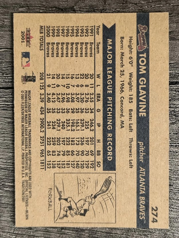 2001 Fleer Tradition #274 Tom Glavine
