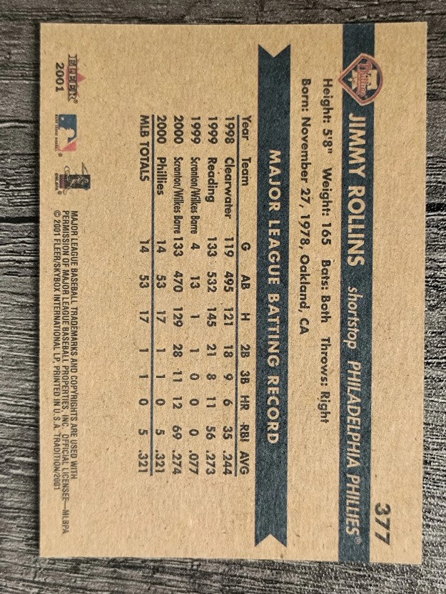 2001 Fleer Tradition #377 Jimmy Rollins
