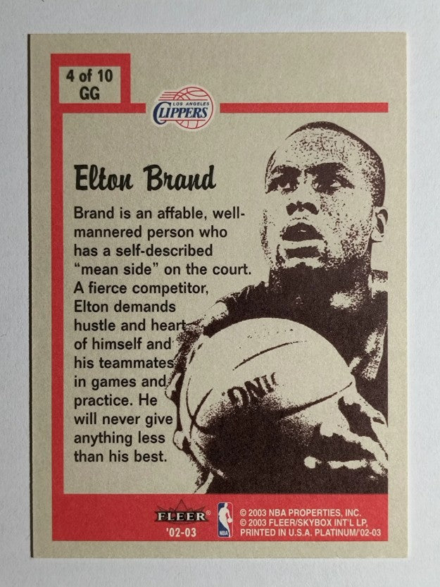 2002-03 Fleer Platinum Guts and Glory #4GG Elton Brand