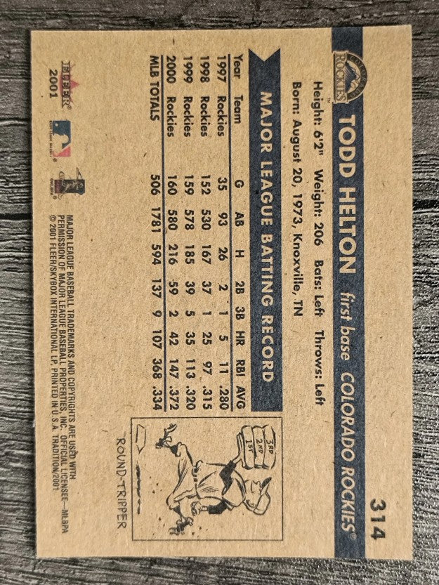2001 Fleer Tradition #314 Todd Helton