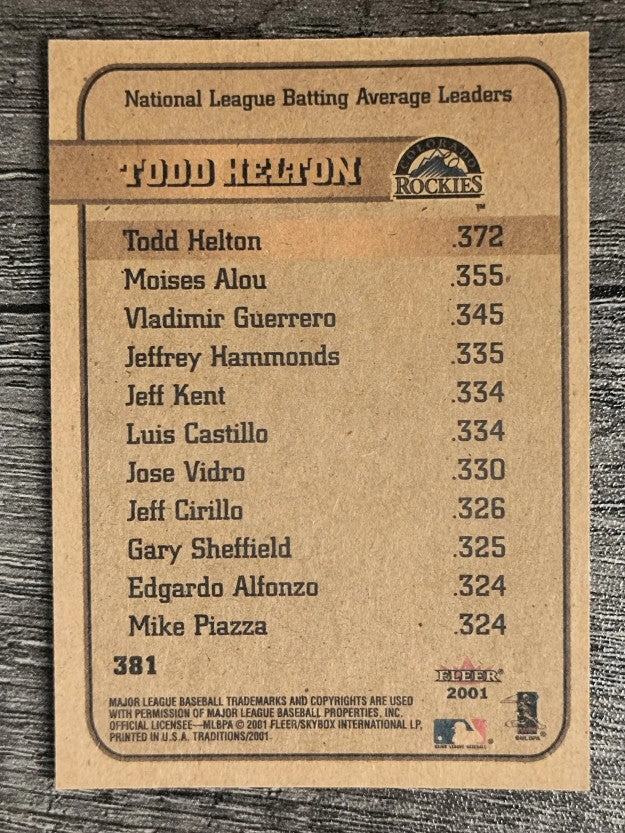 2001 Fleer Tradition #381 Todd Helton LL