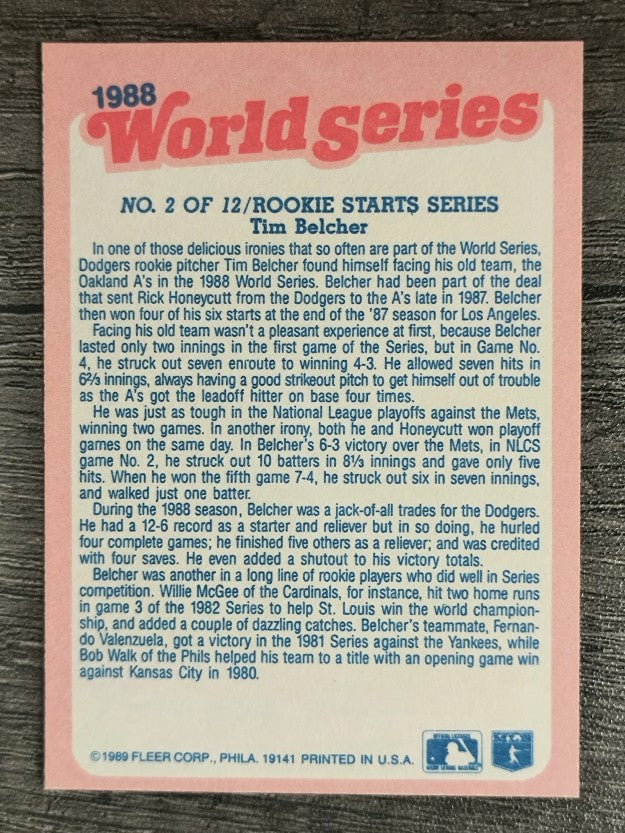 1989 Fleer World Series #2 Tim Belcher