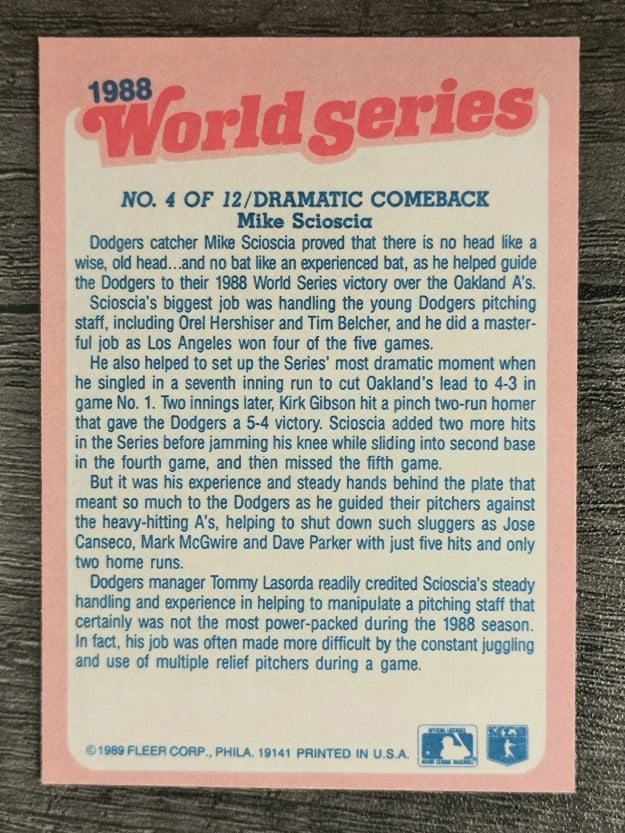 1989 Fleer World Series #4 Mike Scioscia