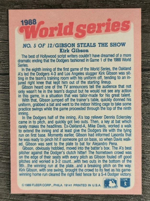 1989 Fleer World Series #5 Kirk Gibson