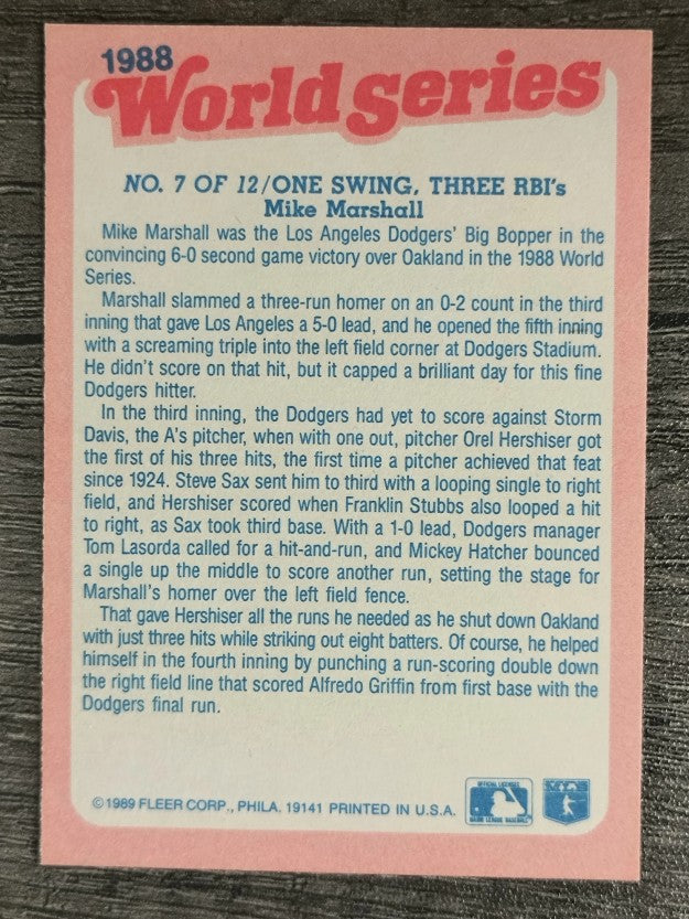 1989 Fleer World Series #7 Mike Marshall