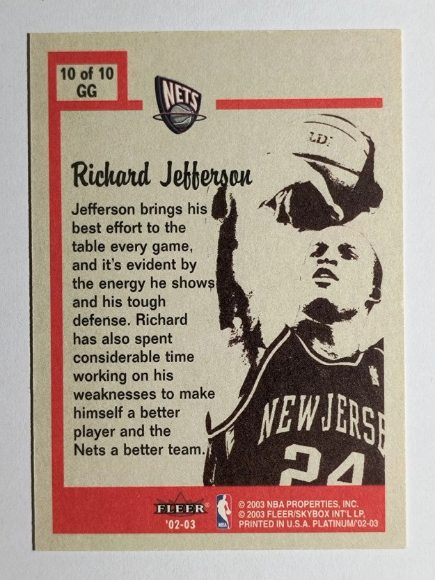 2002-03 Fleer Platinum Guts and Glory #10GG Richard Jefferson