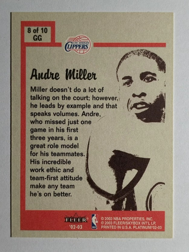 2002-03 Fleer Platinum Guts and Glory #8GG Andre Miller