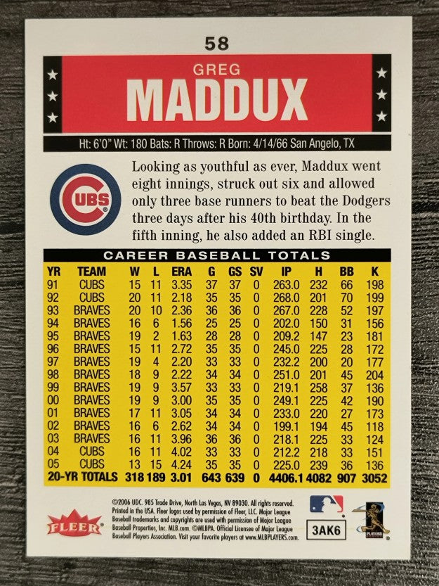 2006 Fleer Tradition #58 Greg Maddux