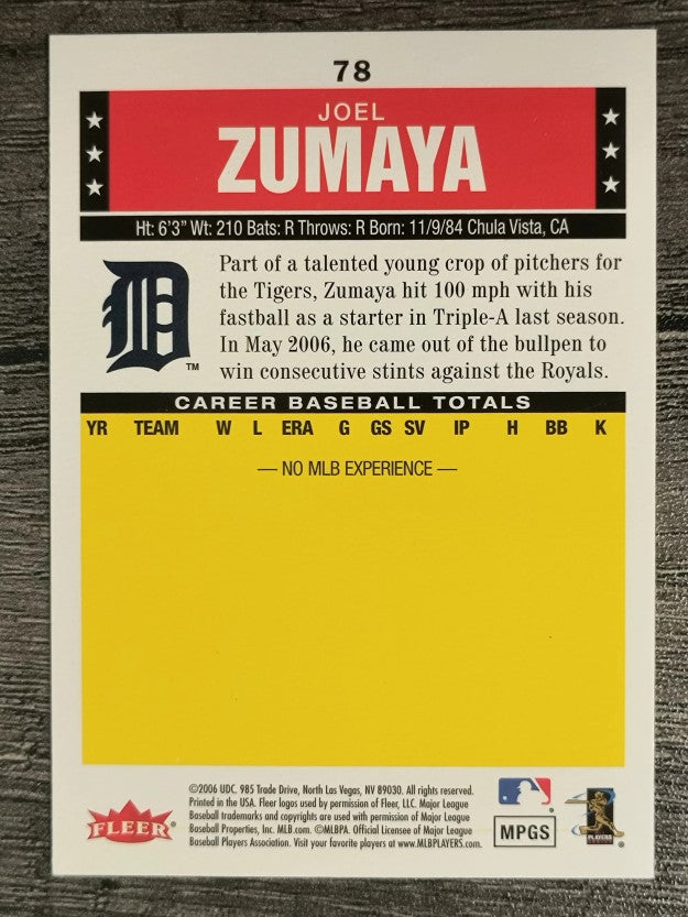 2006 Fleer Tradition #78 Joel Zumaya