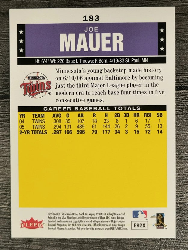 2006 Fleer Tradition #183 Joe Mauer