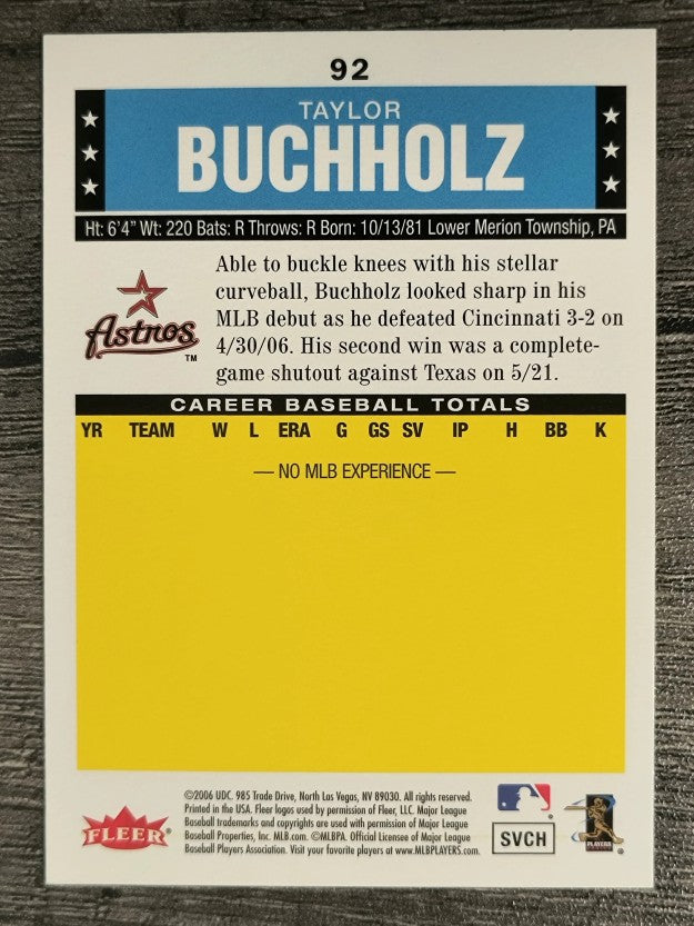 2006 Fleer Tradition #92 Taylor Buchholz