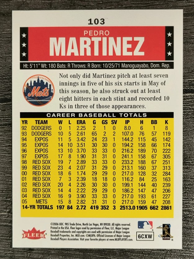 2006 Fleer Tradition #103 Pedro Martinez