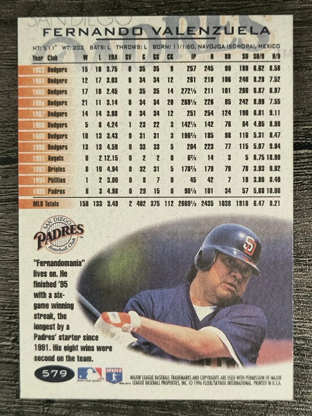 1996 Fleer #579 Fernando Valenzuela