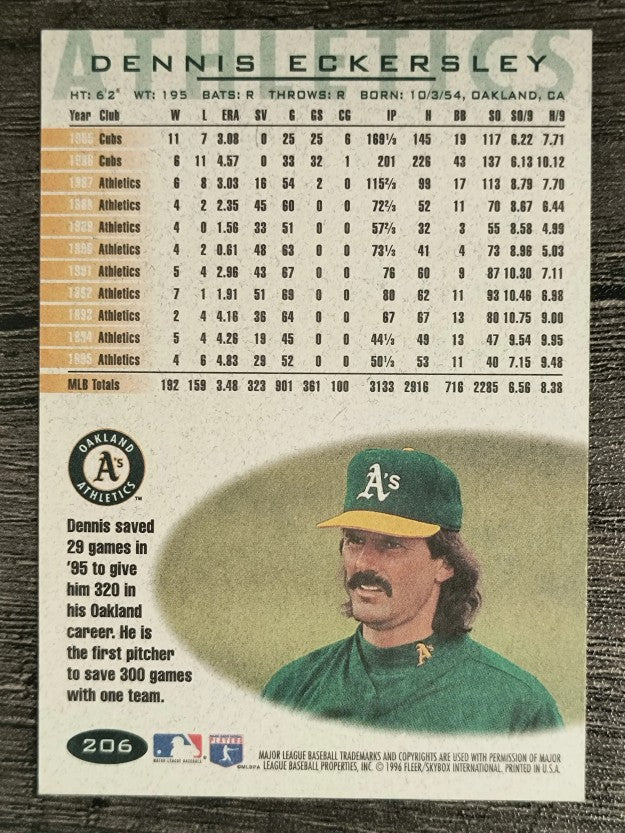 1996 Fleer #206 Dennis Eckersley