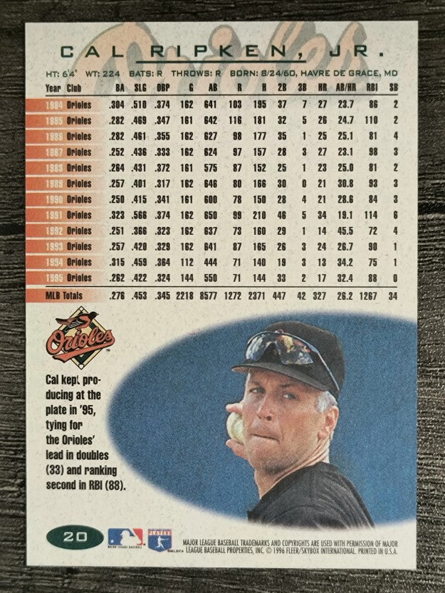 1996 Fleer #20 Cal Ripken