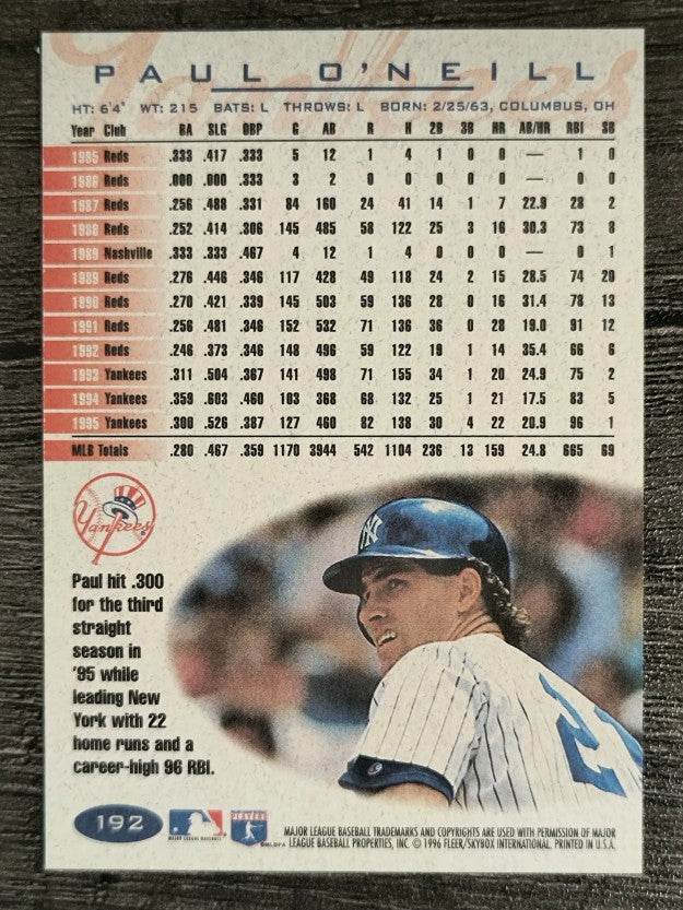 1996 Fleer #192 Paul O'Neill
