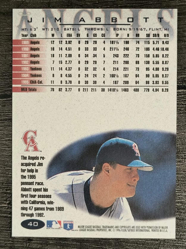 1996 Fleer #40 Jim Abbott