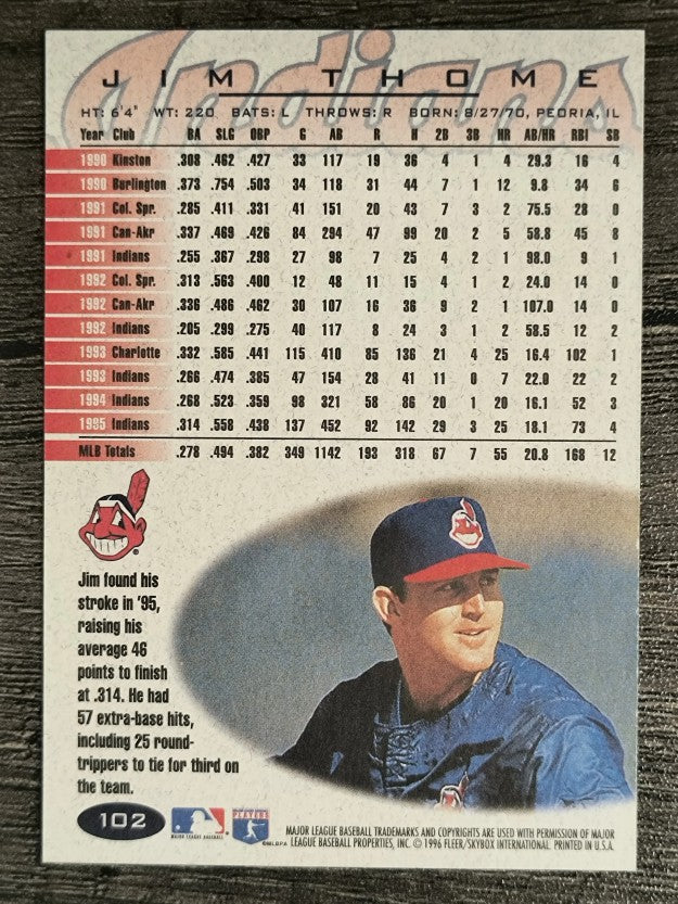 1996 Fleer #102 Jim Thome